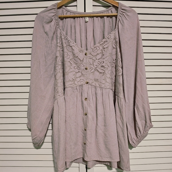 Maurices Tops - Maurices XXL Dusty Pink Cut Lace Boho Peasant Cottage Core Blouse